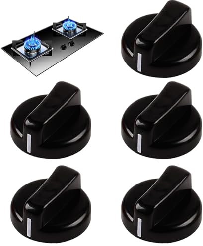 Boutons de plaques de Cuisson à gaz, Boutons de poêle de 5pcs, Remplacement antiflaming Black Universal Cooker Knobs for Home Kitchen Restaurant Pavourez Accessoires