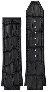 UsmAsk Armband Fit for HUBLOT Big BANG 26 * 19mm Wasserdicht Herren Uhr Armband Kette Uhr Gummi Echtes Leder Armband (Color : Black no Buckle, Size : 26mm-19mm)