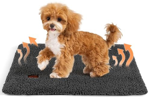 Mora Pets Selbstheizende Katzendecke Heizdecke für Katze Wärmedecke Selbstwärmend Decke Katze Heizmatte Geräuschlos Wärmekissen Waschbar Katzenbett Flauschig und Weich 74 x 48cm