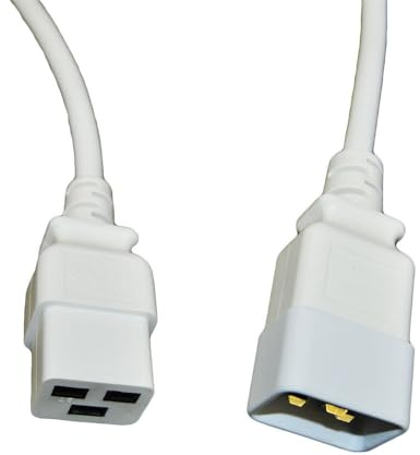 Power Jumper Cable IEC C19 Female to IEC C20 Male White 2.5m