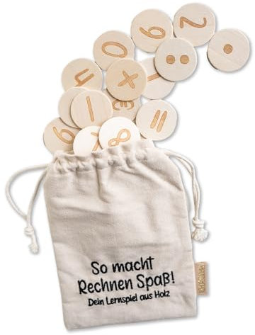 Papierdrachen Holzspielset Rechenspiel - Einmaleins - Pädagogisch Wertvoll, umweltfreundlich & tragbar - Ideal für Zuhause & unterwegs - Set 2