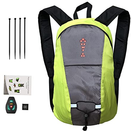 Fahrradrucksack Wasserdicht 15L, Sicherheitsrucksack mit LED-Signalanzeige und Fernbedienung, Fahrrad-Rucksack Damen Herren, Tagesrucksack für Radsport Camping Wandern Skifahren Outdoor Sports