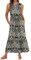 AUSELILY Maxi Dresses for Women Sleeveless Ladies Summer Dresses Round Neck Beach Cover-ups Sundress Casual Tiered Long Dress with Pockets Boho Floral Black M