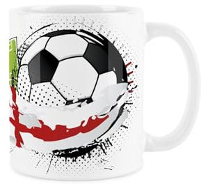 England Football Mug - Football Team English Flag Sports Championship Tournament Games Gift - Tea/Coffee Ceramic Red & White Cup Present