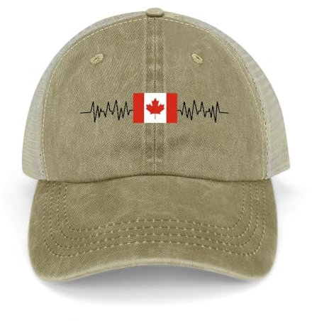 Yelolyio Kanada-Flagge, Herzschlag, Baseballkappen, Kanada, Baumwolle, Sonnenhut, patriotische Mützen, Herren- und Damenmützen, Netzkappen, Outdoor-Sportmützen, Frühling, Sommer, khaki, 1-5