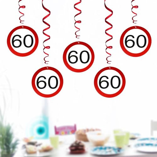 WenmthG - Girlanden zum 60. Geburtstag - Girlande Deko 60. Geburtstag Frau Mann - Verkehrsschild Partyzubehör zum 60. Geburtstag Jubiläum