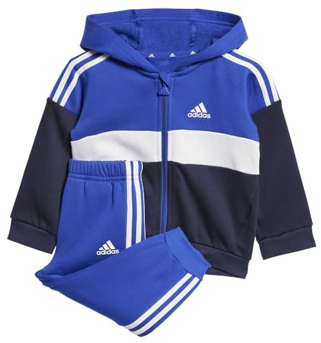 adidas Kids Tiberio 3 Stripes Colorblock Fleece Track Suit Blue/grey 1-2 Years