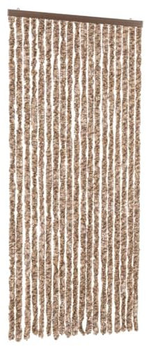 vidaXL Cortina antimoscas Chenilla Beige y marrón Oscuro 56x200 cm, Cortina de Moscas, Cortina antimoscas de Puerta, Cortina de Insectos de Puerta