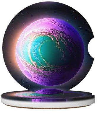 Hot Planet - Sottobicchieri in ceramica per portabicchieri, 6,4 cm, con fondo in sughero, per mantenere i portabicchieri in auto asciutti e puliti, confezione da 2