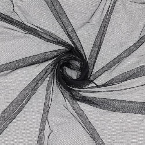 OLYCRAFT 2 m Schwarzer Mikronetzstoff 1.6~1.7 m Breit Kein Stretch Netzstoff Polyester Netz Durchsichtiger Tüll Spitzenstoff Zum Verpacken von Geschenken Zum Selbermachen Nähen Basteln Hochzeits