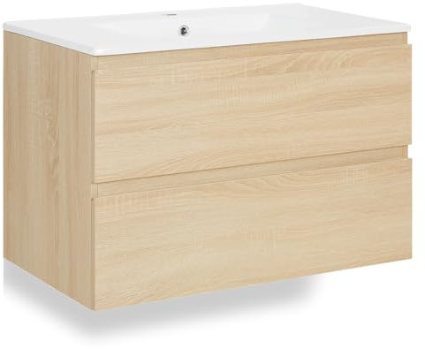 Homestyle4u 2793, Waschbeckenunterschrank Schubladen Waschtisch mit Unterschrank 80 cm Waschtischunterschrank hängend