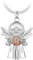 Porte Clés Ange Gardien Tenant le Volant Pendentif Porte Bonheur en Métal Conduisez Prudemment Porte Clef Ange Cadeau Bonne Chance Décoration Suspendue Voiture pour Conducteurs Amis - Or Rose