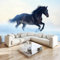 Papier Peint Panoramique 3D Cheval Noir Dans La Neige intissé Murale Blanc Bleu pour Salon Chambre d'enfants restaurant Décoration Murale Poster, 350x256cm
