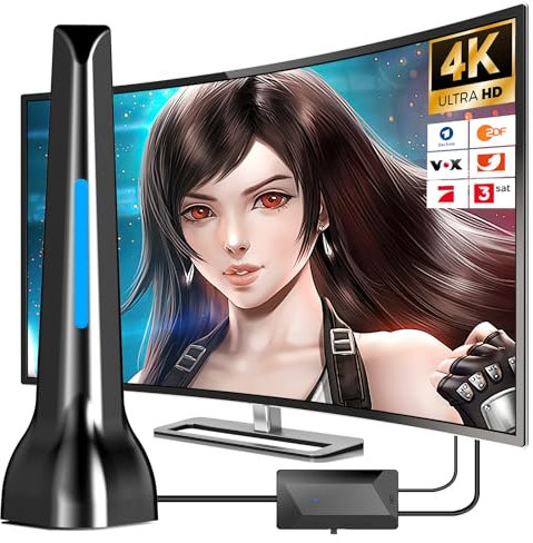 DVBT2 Antenne, DVB-T/DVB-T2-Antenne, Stärkere Stabantenne für digitales Fernsehen/Digital TV/DAB Radio/DVB-T2 Tuner Stick, Maximale Signalqualität - Mit Magnetfuß 3m Kabel