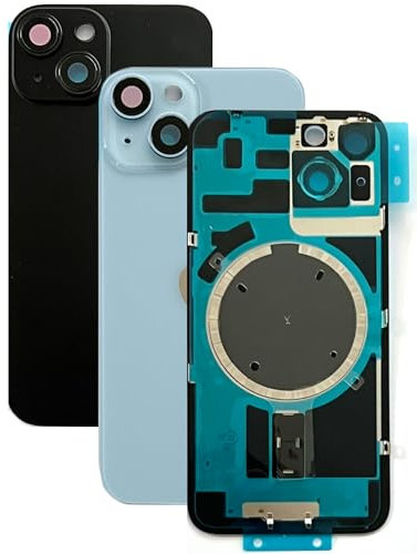 SVV Backcover, Akkudeckel passend für iPhone 14. Vormontiert : mit Magnet, Metallträger, Kameraringe, etc. Ersatzrückglas. OEM (Schwarz)