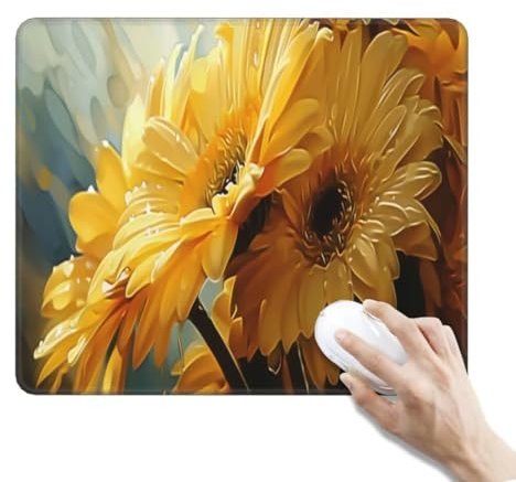 Tapis de Souris Jaune Tapis de Souris, Petite Tapis Souris Gamer Tapis de Souris Gaming, Imperméable Mouse Pad avec Base en Caoutchouc Antidérapante pour Maison/Bureau (420 x 350 x 3 mm, Tournesol)