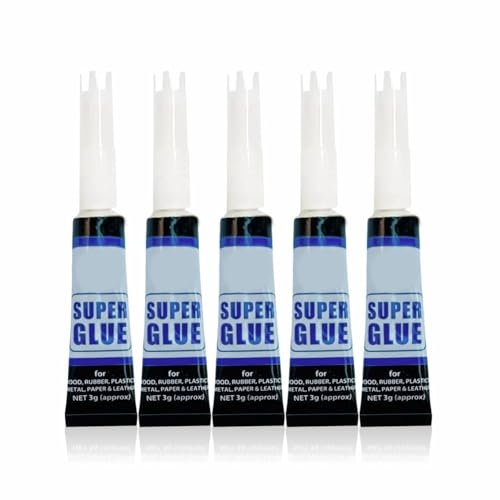 Strong Superglue All Purpose Fast Setting Super Glue With Pin Point Nozzle Thick & Strong Cyanoacrylate Adhesives Glues Gel For Bonding Rubber Hard Plastic DIY Craft Metal Glass Wood And Leather (5pc)