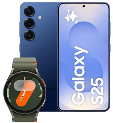 Samsung Galaxy S25 con Galaxy Watch7 40mm BT Green, Smartwatch Fitness Tracker, Smartphone AI con 3 anni di Garanzia del produttore, RAM 12GB, 256GB, Navy
