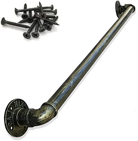 Corrimano in bronzo per Interni Esterni Scale 5ft Industriale Ferro Battuto Corrimano con Staffe di Montaggio a Parete in Metallo Nero per Sicurezza Mano Binario