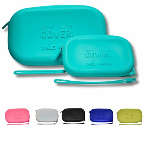 COVERI VIALE MORIN 2 Pezzi Pochette Mare Donna silicone + Portamonete in Silicone - Borsello Uomo a mano o porta trucchi organizer Impermeabile e Resistente - Colore Turchese