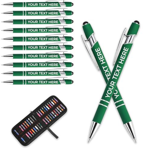 Aappping Kugelschreiber Personalisiert Mit Gravur,Personalisierter Kugelschreiber Set,Personalisierte Kugelschreiber Mit Touchpen,Kugelschreiber Hochwertig Mit Gravur(Dunkelgrün,100 stück)