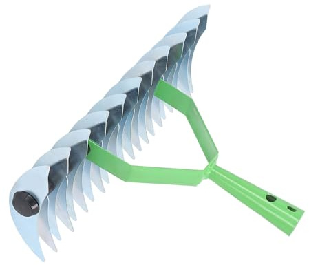 Spacnana Rake de Paja, Cultivador de Jardín de Acero Inoxidable, Cabeza de Rastrillo de Hoja, Arandelas en Forma de D con Dientes Pequeños, Adecuados para Sacar Malezas y Restos Livianos,