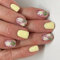 24 Pcs Short Square FALSE Nails Flowers Press On Nails Yellow Acrylic Nails