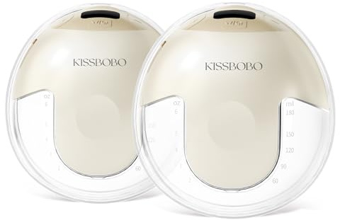 KISSBOBO K5 Sacaleches electricos doble,19 niveles 4 modos, 280mmHg fuerte potencia de succión sacaleches manos libres, indoloro saca leche materna electrico(Beige 2 Piezas)