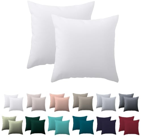 Nesture Kissenbezug 50x50 2er Set - kissenhülle 50x50 cm Weiß, 100% Mikrofaser kopfkissenbezug mit Reißverschluss, Weich und Bügelfrei