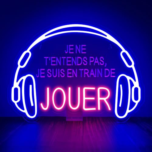 Je Ne T'entends Pas,Je Suis En Train De Jouer Neon Mural Décorations,Gaming Enseigne Lumineuse pour Salle de Jeux Bar Club Party Fête,Jeux LED Neon Cadeau pour Gamer Ado USB Powered（15.8*11.8）