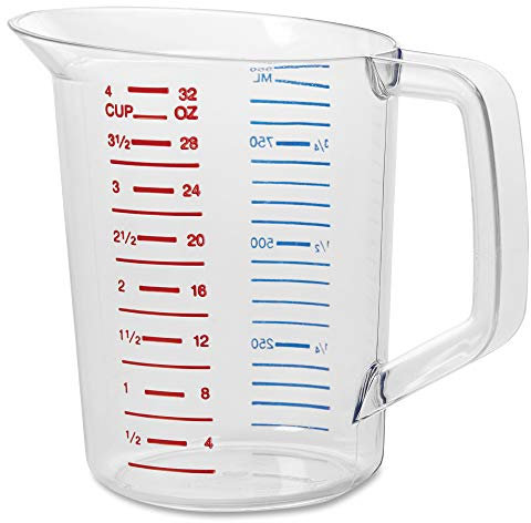 Rubbermaid Commercial Products FG321600CLR Bouncer Measuring Cup, 1-quart