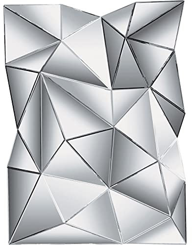 Kare Design Spiegel Prisma Silber, Wandspiegel, Dekospiegel, Wanddekoration, großer, rechteckiger Spiegel, Modern, extravagant, leichte Wandmontage, 140x105x12cm (H/B/T)
