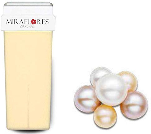 Vaxpatron - Flera dofter - Påfyllning för Roll-On Roller för hårborttagning - Fettlösligt hårborttagningsvax för vaxning - Miraflores Original Tillverkad i Italien - 100 ml 24 st (Nacree)