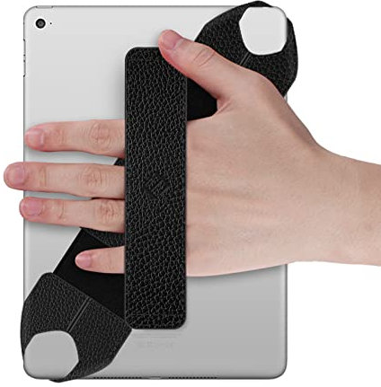 FINTIE Universal Tablet-Haltegriff mit 360° drehbarer Kunstleder-Schlaufe und elastischem Gurt – Sicherer iPad/iPad Pro & alle 9-11 Zoll Tablets, Schwarz