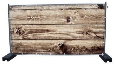 (Mesh) Holzwand B7 Bauzaunbanner, Sichtschutz, Windschutz, Zaunblende, Festival Banner, 340 x 173 cm, DRUCKUNDSO