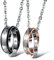 Kim Johanson Pärchen Halsketten Endless Love für verliebte aus Edelstahl mit doppelten Ringen und Gravur inkl. Schmuckbeutel