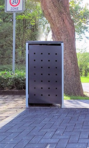 Srm-Design 1 Mülltonnenbox Modell No.2 Anthrazitgrau für 120 Liter Mülltonnen/witterungsbeständig durch Pulverbeschichtung/mit Klappdeckel und Fronttür