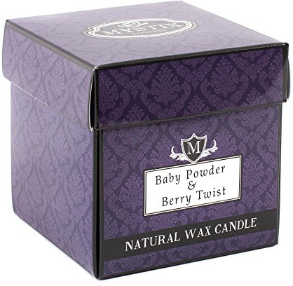 Mystix London | Baby Powder & Berry Twist - Scented Candle Large 29cl | Best Aroma for Home, Kitchen, Living Room and Bathroom | Perfect as a Gift | Reusable Glass Jar