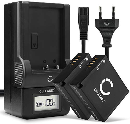 CELLONIC, Batterie pour Caméra Compatible avec Panasonic DMW-BLG10E, Lumix DC-TZ90, DMC-GX80 (7.4V, 980mAh) 2 Pièces + Chargeur