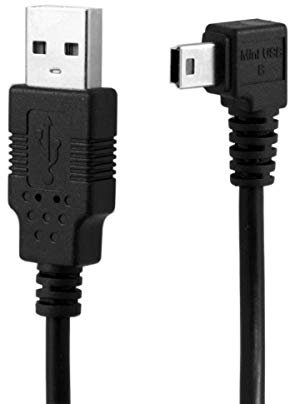 JSER Câble de données mini USB type B mâle 5 broches coudé à 90 degrés vers USB 2.0 mâle avec ferrite 3 m