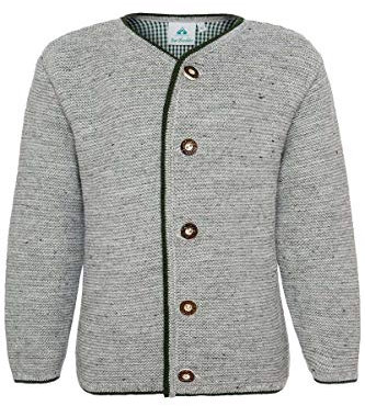 Isar-Trachten Jungen Kinder Strickjanker hellgrau, HELLGRAU, 104