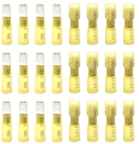 CEEYSEE 100 Pezzi Connettori Elettrici Kit Terminali a Crimpare Termorestringenti Di Connettori Femmina e Maschio - per cavi da 4,0 – 6,0 mm²(Giallo/YRSY)