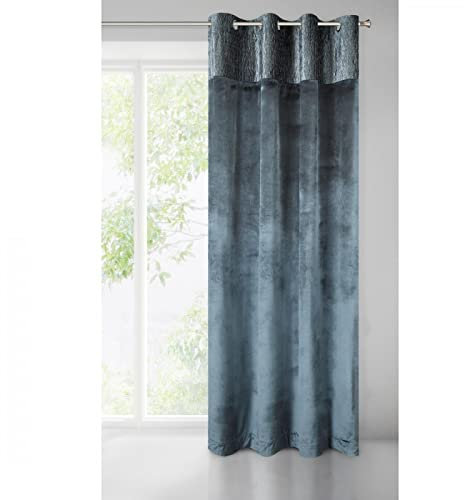 Eurofirany Evelyne Vorhang Velvet Samt Ösen Glanz Trend Elegant Hochwertig Schlafzimmer Wohnzimmer, Stahlgrau, 140x250 cm