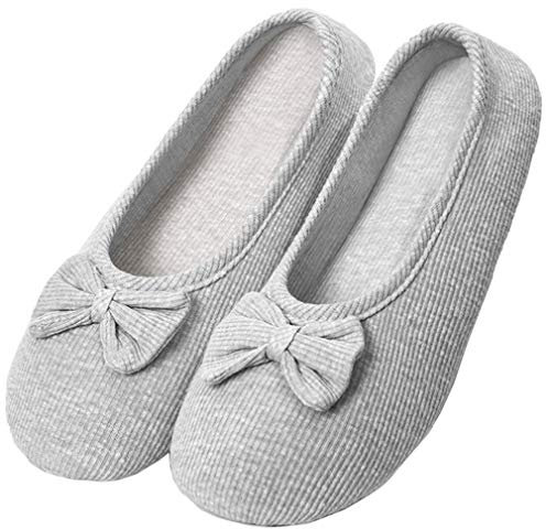 Solshine - Pantofole chiuse in cotone, da donna, modello ballerina, T002, grigio., 37/38 EU