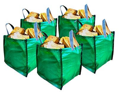 A&A Supplies - 5 x Garden Waste Bags - 90 Litre - Sacks - Bottom Handle - Strong Heavy Duty Gardening Reusable for Grass Leaves Storage Rubbish (5, 90L (45x45x45cm))