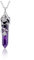 Jovivi Amethyst Crystal Point Pendant Necklace for Women, Silver Flower Wrapped Purple Hexagonal Stone Chakra Necklace Gemstone Jewellery Gifts