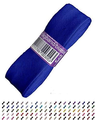Sandras-Bastelladen Schrägband/Einfassband Baumwolle Uni gefalzt 3m x 20mm 201-Blau