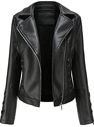 luohaibell Veste en Cuir Blazer Pour Femme Simili Cuir Biker Manteau Femme Grande Taille Croix Sangle Mode Zippé Biker Blouson Noir 3XL