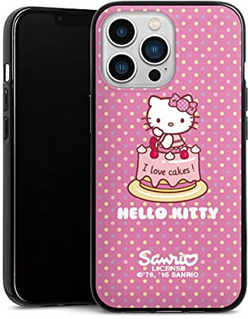 DeinDesign Silikon Hülle kompatibel mit Apple iPhone 13 Pro Case schwarz Handyhülle Geburtstag Hello Kitty Kuchen