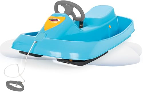 JAMARA 461101 Snow Play Bob Ralley 100 cm tilt protection thanks to wide design, impact-resistant plastic, steering wheel with steel handle, handbrake with steel claws, rope with handle, blue